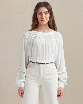 women schifllie embroidered relaxed fit top