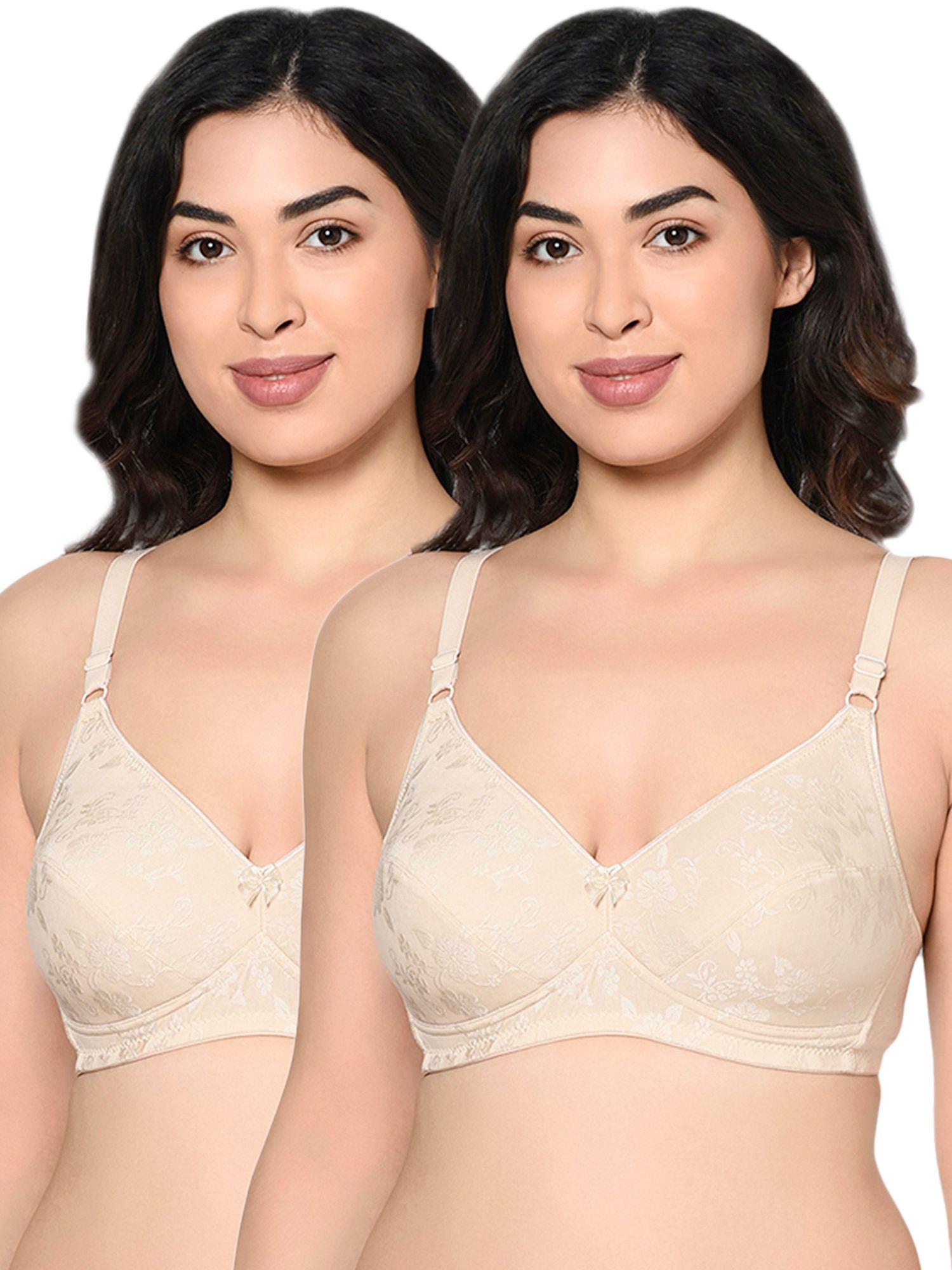 women seamed padded full coverage bra b cup-6579 - pack of 2 - nude