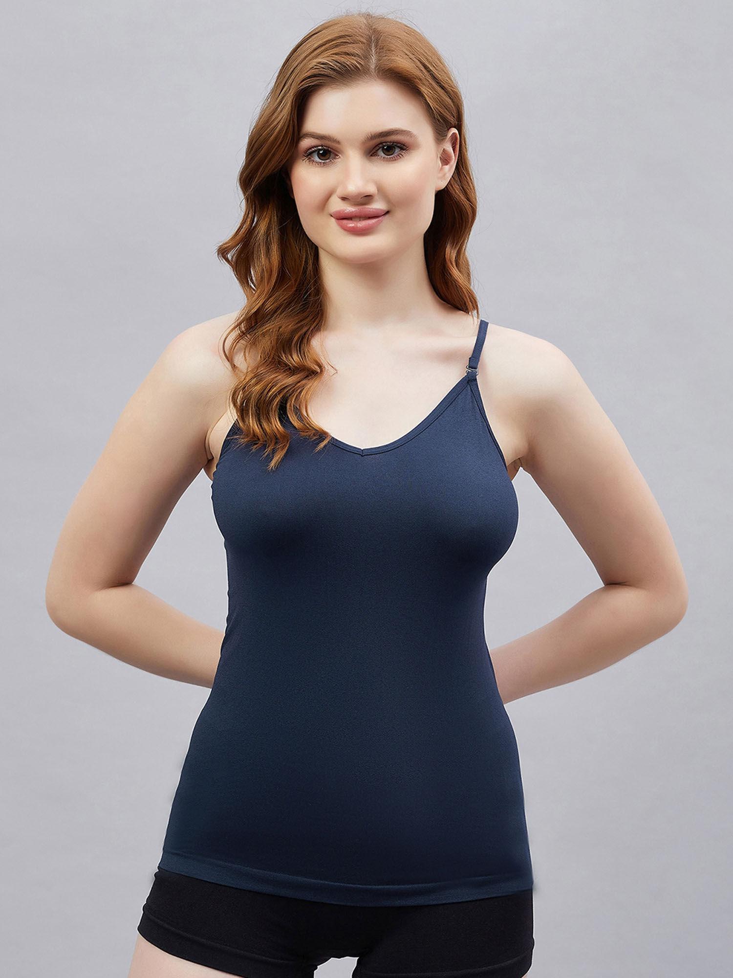 women seamless v neck line navy camisole