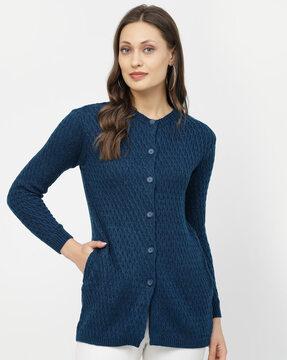 women self-design cardigan with button-closure