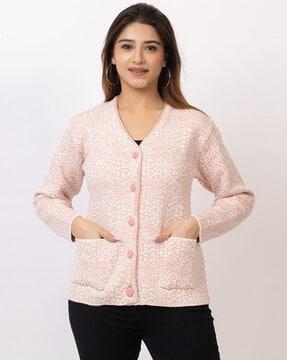 women self-design cardigan with button-closure