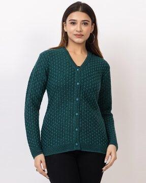 women self-design cardigan with button-closure