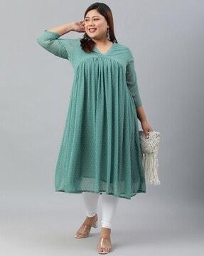 women self-design flared kurta