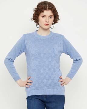 women self-design pullover with ribbed hem