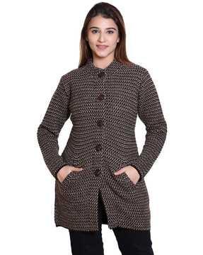 women self-design regular fit peacoat