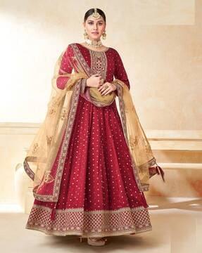 women self-design salwar suit with dupatta