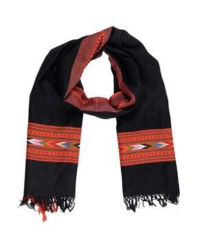 women self-design stole with tassels