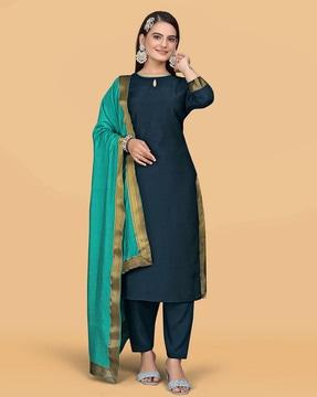 women self-design straight kurta set