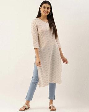 women self-design straight kurta