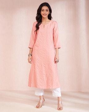 women self-design straight kurta