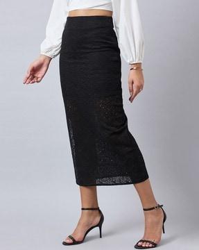 women self-design straight skirt