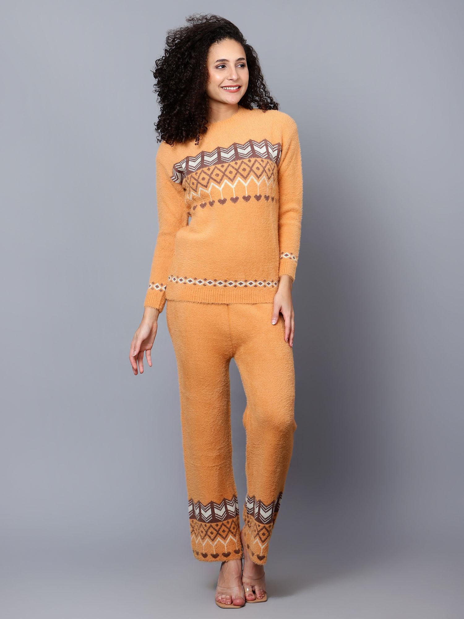 women self design woollen co-ord (set of 2)