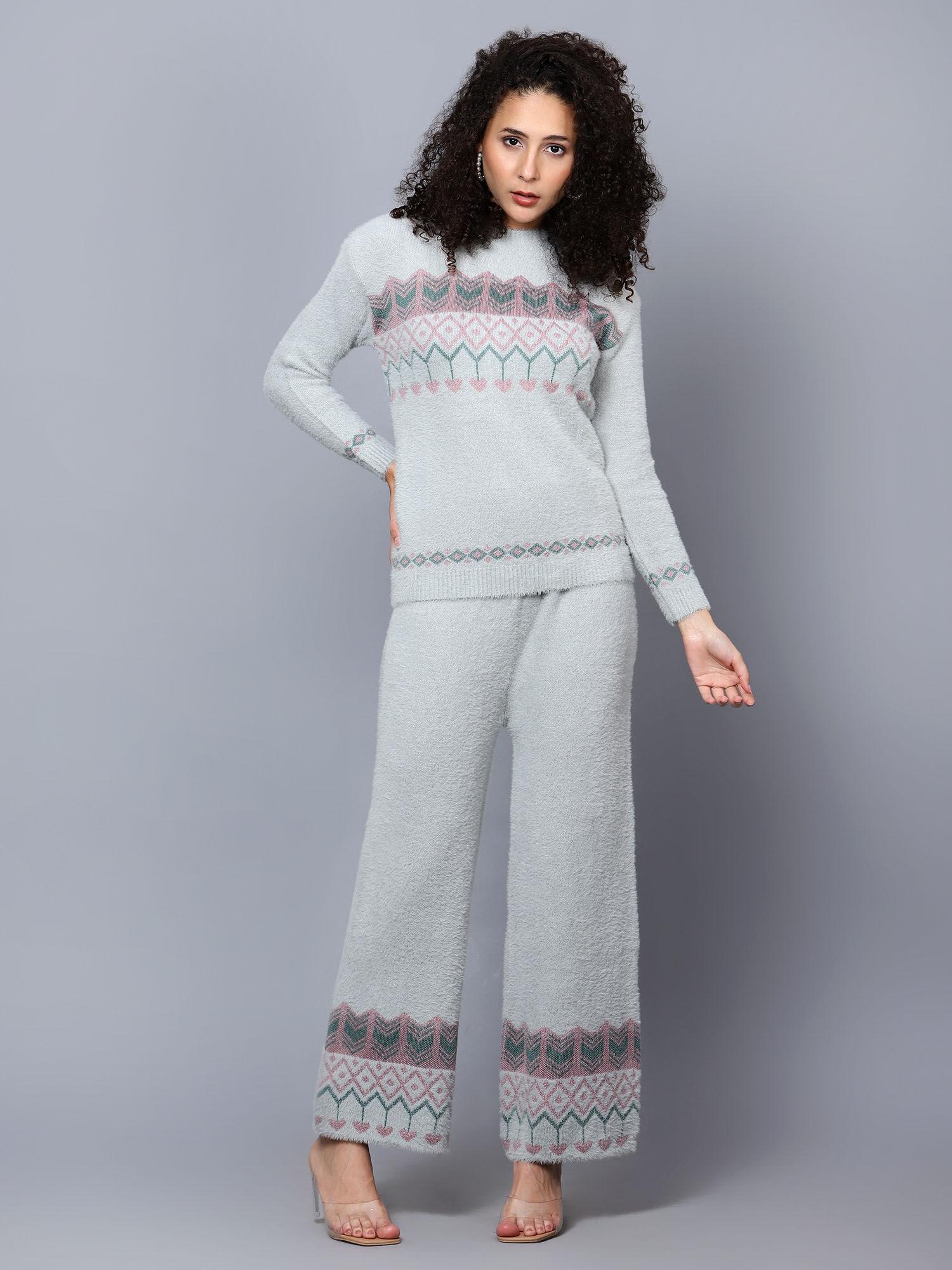 women self design woollen co-ord (set of 2)