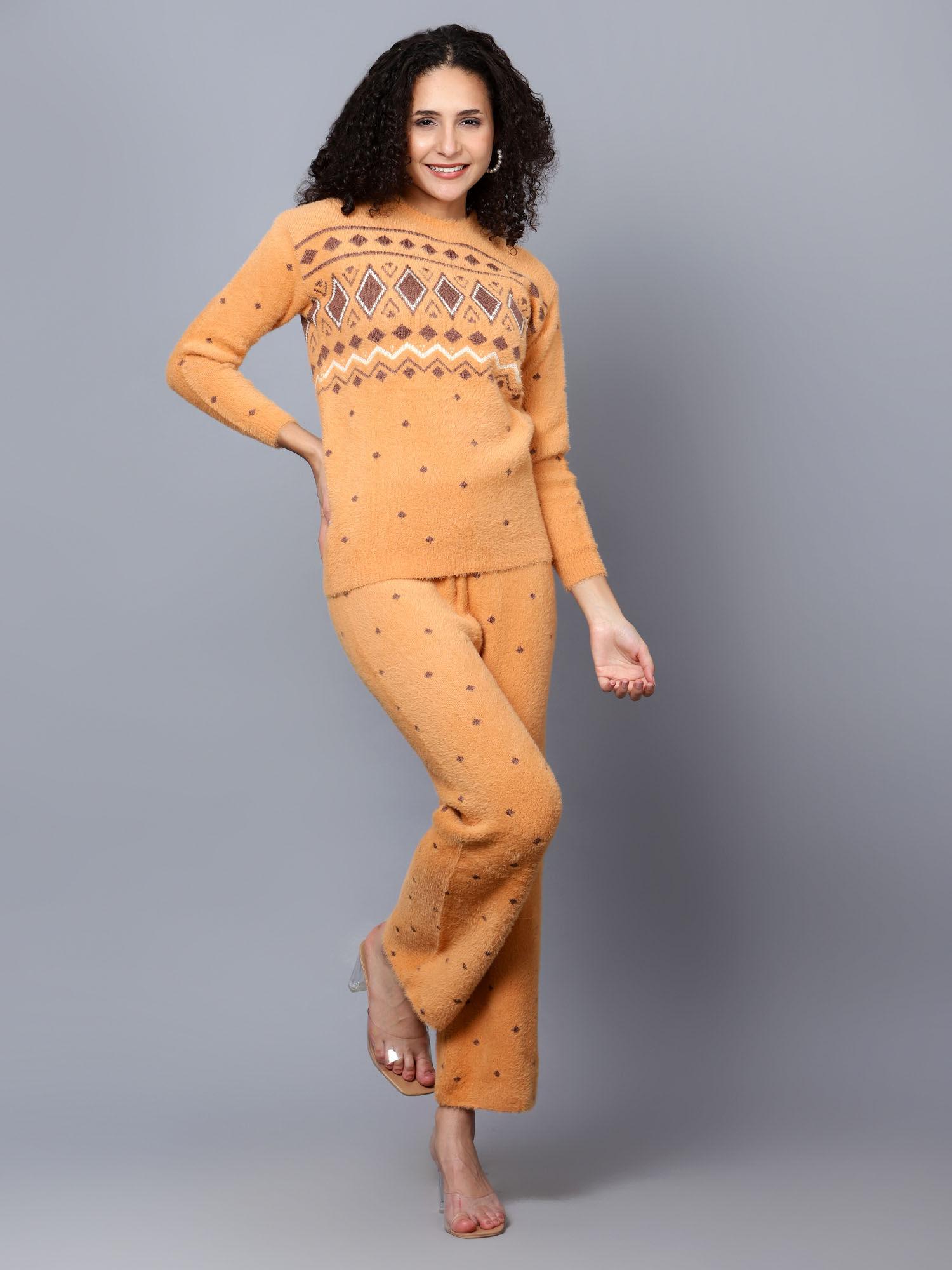 women self design woollen co-ord (set of 2)