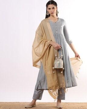 women sequin embellished a-line kurta suit set