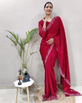 women sequin embellished saree