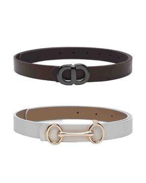 women set of 2 belts with buckle closure