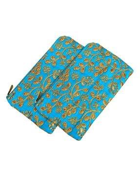 women set of 2 embroidered travel wallet