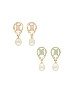 women set of 2 glimmering drop earrings