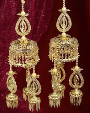 women set of 2 gold-plated beaded layered kaleeras