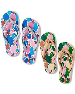 women set of 2 printed thong-strap flip-flops