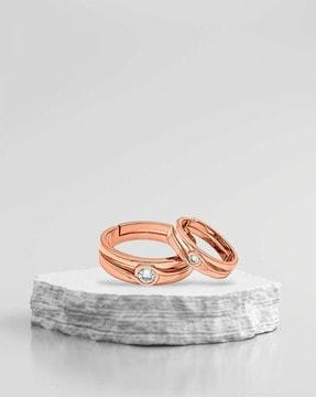 women set of 2 rose gold-plated adjustable rings