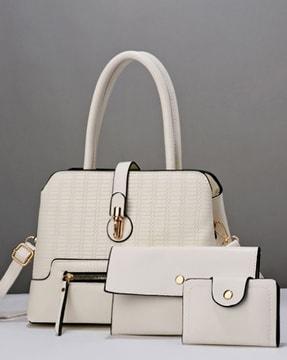 women set of 3 - textured handbag clutch wallet & card case