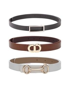 women set of 3 belts with tang-buckle closure