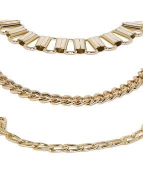 women set of 3 gold-plated bracelet with lobster claw closure