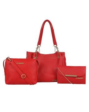women set of 3 textured bags with pouch
