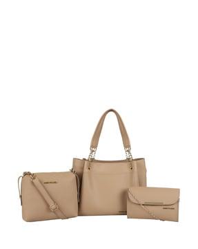 women set of 3 textured bags with pouch