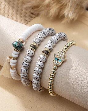 women set of 4 crystal-studded link bracelets