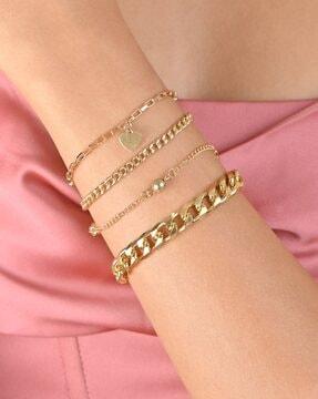 women set of 4 gold-plated thin bracelets