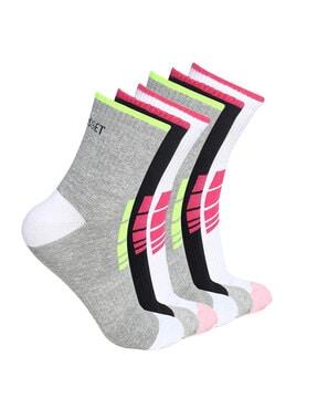 women set of 6 typographic print assorted ankle-length socks