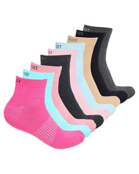 women set of 9 typographic print assorted ankle-length socks