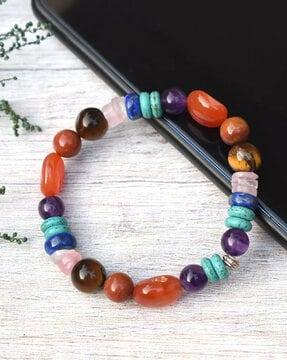 women seven chakra-stone beaded stretch bracelet