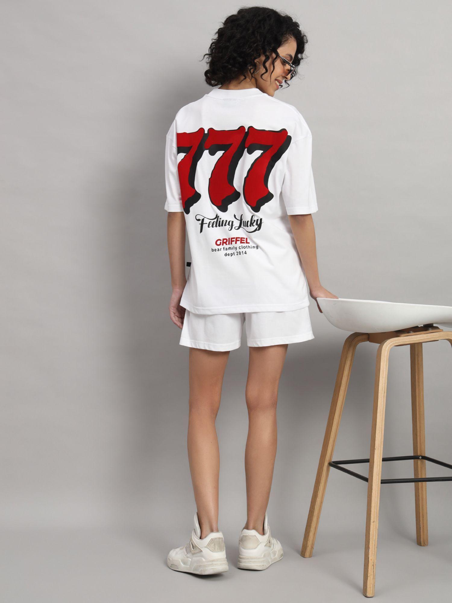 women seven white t-shirt and shorts (set of 2)