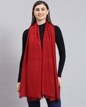 women shawl with fringed hem