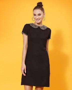 women sheath dress with peter-pan collar