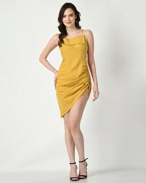 women sheath dress with ruched detail