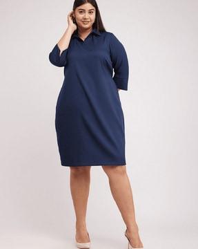 women sheath dress with spread collar