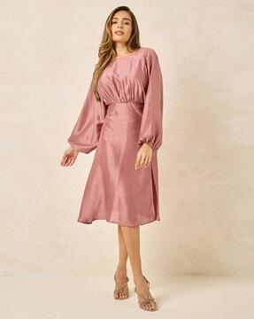 women sheath midi dress with batwing sleeves