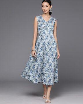 women shibori print a-line dress