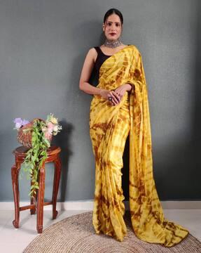 women shibori print chiffon pre-stitched saree