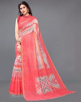women shibori print cotton saree
