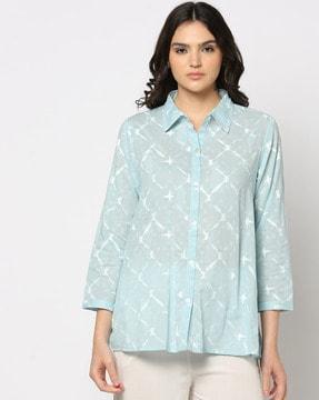 women shibori print relaxed fit shirt