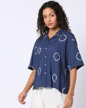 women shibori print relaxed fit shirt