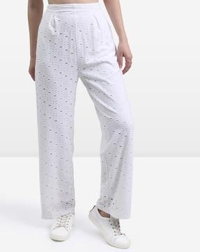 women shicifflli embroidered regular fit trousers