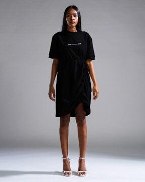 women shift dress with drawstring waist