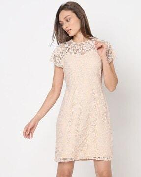 women shift dress with lace detail